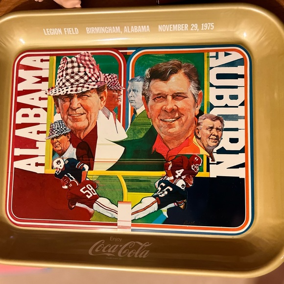 IRON BOWL Alabama  Auburn 1975 Legion Field Metal  Tray Vintage Coca Cola - Picture 6 of 6
